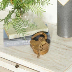 Best Pirce ✨ Studio 350 Brass Metal Eclectic Lock And Key Brass - Plain 🎁