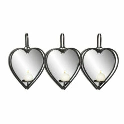 Hot Sale ๐งจ Studio 350 Heart-Shaped Metal Wall Sconce Mirror Candle Holders With Leather Straps 30.5" X 16" - 31 X 4 X 16 โจ