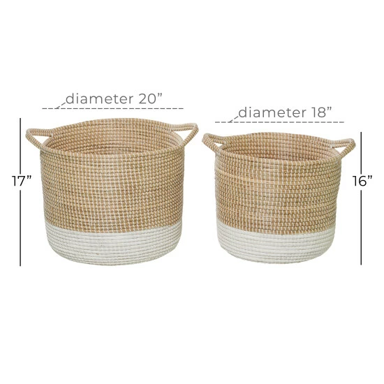 Best reviews of 🥰 Studio 350 Seagrass Contemporary Storage Basket (Set Of 2) Brown 🌟 - Image 5