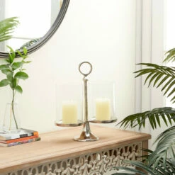 Flash Sale 🎉 Studio 350 Silver Aluminum Traditional Hurricane Lamp 14 X 12 X 6 - 12 X 6 X 14 🤩