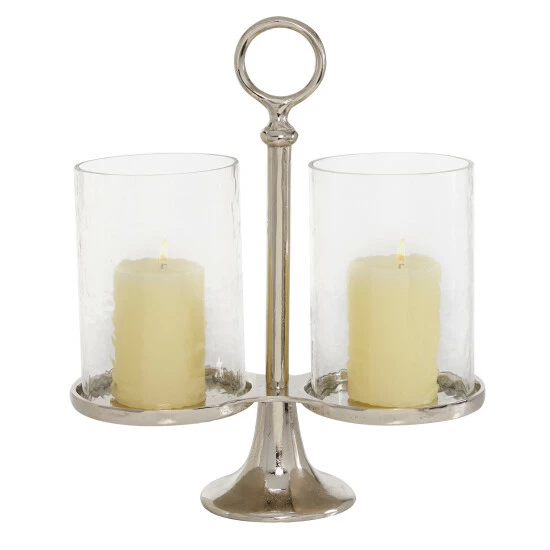 Flash Sale 🎉 Studio 350 Silver Aluminum Traditional Hurricane Lamp 14 X 12 X 6 - 12 X 6 X 14 🤩 - Image 2