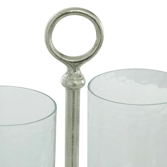 Flash Sale 🎉 Studio 350 Silver Aluminum Traditional Hurricane Lamp 14 X 12 X 6 - 12 X 6 X 14 🤩 - Image 4