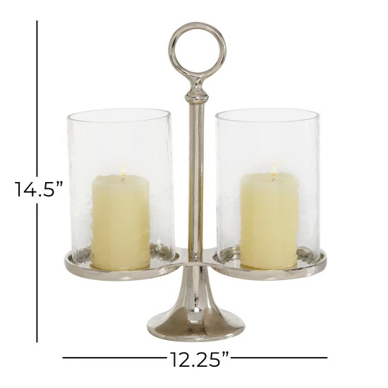 Flash Sale 🎉 Studio 350 Silver Aluminum Traditional Hurricane Lamp 14 X 12 X 6 - 12 X 6 X 14 🤩 - Image 6