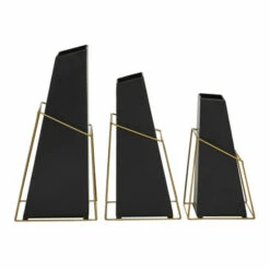 Discount 🌟 Studio 350 Black Iron Contemporary Vase (Set Of 3) - 7 X 5 X 14 👍