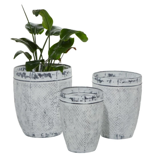 Cheapest 😉 Studio 350 White Iron Farmhouse Planter (Set Of 3) - 18 X 18 X 19Round 🔔 - Image 2