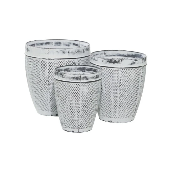 Cheapest 😉 Studio 350 White Iron Farmhouse Planter (Set Of 3) - 18 X 18 X 19Round 🔔 - Image 3