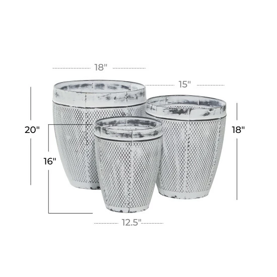 Cheapest 😉 Studio 350 White Iron Farmhouse Planter (Set Of 3) - 18 X 18 X 19Round 🔔 - Image 6