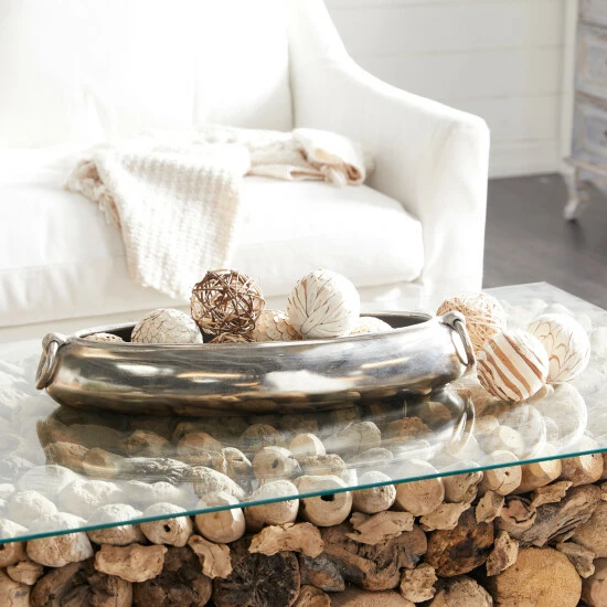 Promo ๐ Studio 350 White Dried Plant Material Coastal Orbs & Vase Filler (Set Of 2) - 8 X 4 X 14 Round ๐