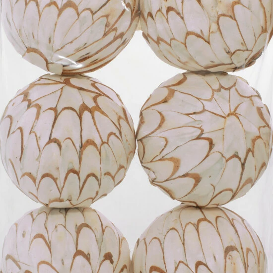 Promo ๐ Studio 350 White Dried Plant Material Coastal Orbs & Vase Filler (Set Of 2) - 8 X 4 X 14 Round ๐ - Image 4