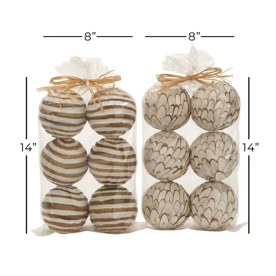 Promo ๐ Studio 350 White Dried Plant Material Coastal Orbs & Vase Filler (Set Of 2) - 8 X 4 X 14 Round ๐ - Image 5