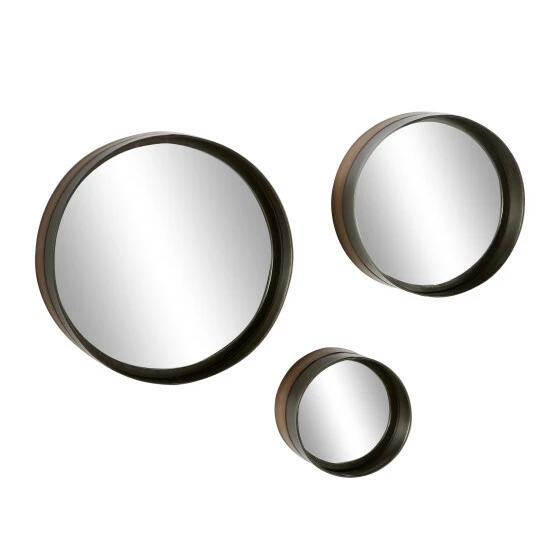 Hot Sale ๐งจ Studio 350 Black Metal Contemporary Wall Mirror (Set Of 3) - 16 X 5 X 16Round ๐ - Image 2
