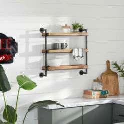 Flash Sale 🤩 Studio 350 Brown Metal Industrial Wall Shelf 7 X 26 X 23 - 26 X 23 X 7 🛒