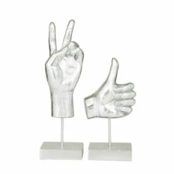 Coupon ✨ Studio 350 Silver Resin Eclectic Hand Sculpture ( Set Of 2) - S/2 14", 10"H ✨