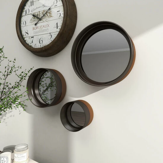 Hot Sale ๐งจ Studio 350 Black Metal Contemporary Wall Mirror (Set Of 3) - 16 X 5 X 16Round ๐ - Image 4