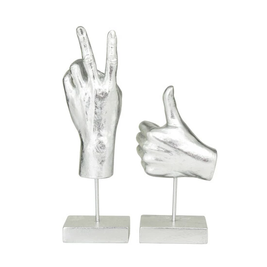 Coupon ✨ Studio 350 Silver Resin Eclectic Hand Sculpture ( Set Of 2) - S/2 14", 10"H ✨ - Image 6