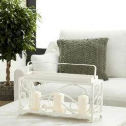 Best Sale 🤩 Studio 350 White Metal Vintage Candle Holder 12 X 24 X 8 - 24 X 8 X 12 🔔