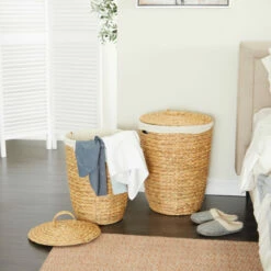 Discount ๐ Studio 350 Brown Sea Grass Traditional Storage Basket (Set Of 2) - 16 X 18 X 23 Round ๐คฉ