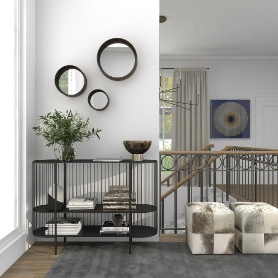 Hot Sale ๐งจ Studio 350 Black Metal Contemporary Wall Mirror (Set Of 3) - 16 X 5 X 16Round ๐ - Image 7