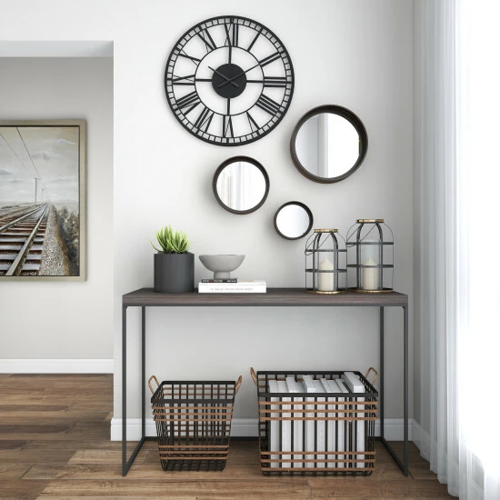 Hot Sale ๐งจ Studio 350 Black Metal Contemporary Wall Mirror (Set Of 3) - 16 X 5 X 16Round ๐ - Image 8