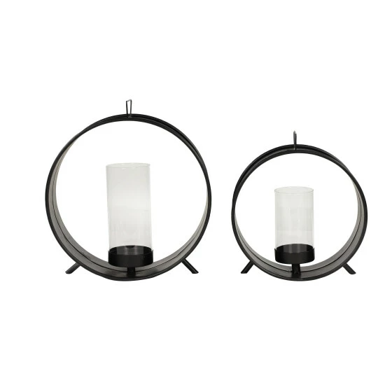 Wholesale 😉 Studio 350 Black Metal Industrial Candle Holder (Set Of 2) - 16 X 6 X 16Round ⌛ - Image 3