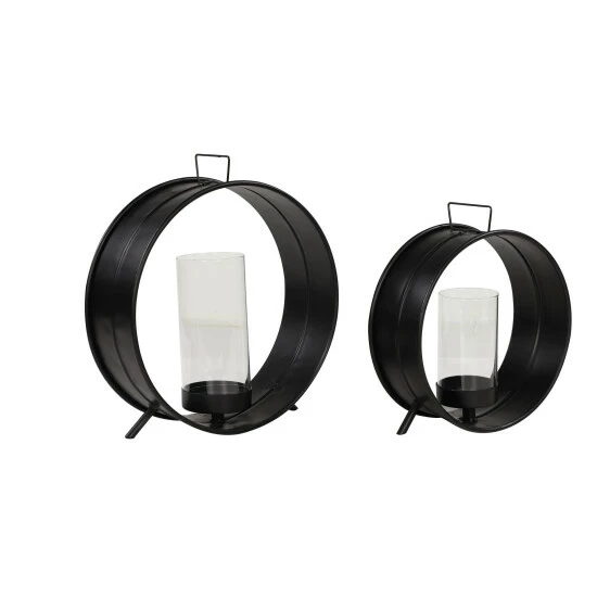 Wholesale 😉 Studio 350 Black Metal Industrial Candle Holder (Set Of 2) - 16 X 6 X 16Round ⌛ - Image 4