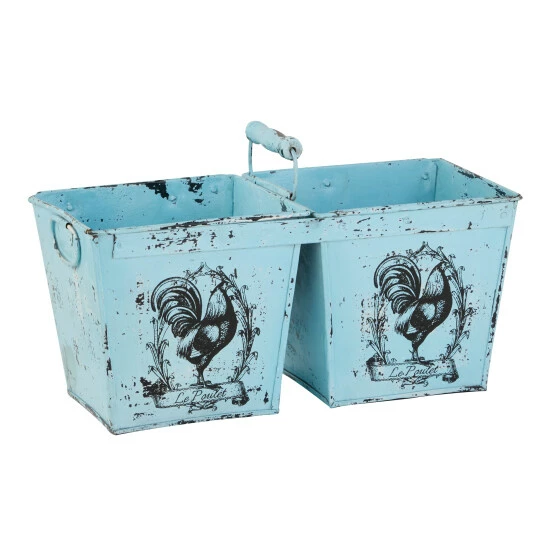 Hot Sale ⌛ Studio 350 Light Blue Metal Vintage Planter 11 X 23 X 11 - 23 X 11 X 11 👏 - Image 2