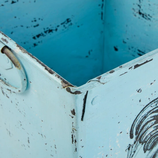 Hot Sale ⌛ Studio 350 Light Blue Metal Vintage Planter 11 X 23 X 11 - 23 X 11 X 11 👏 - Image 4