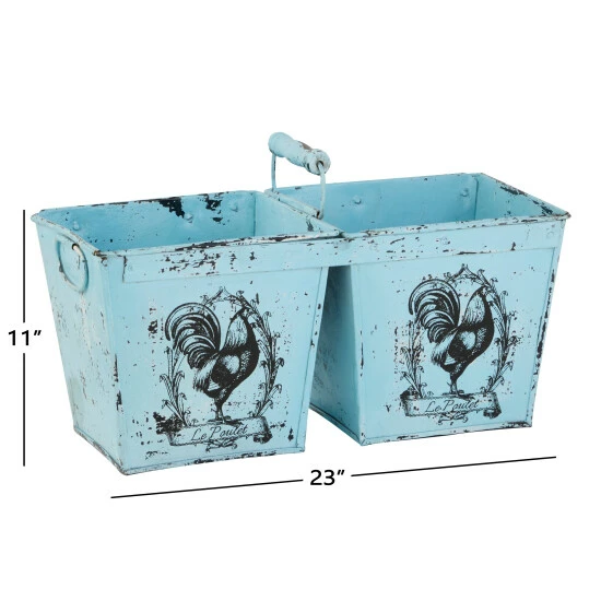 Hot Sale ⌛ Studio 350 Light Blue Metal Vintage Planter 11 X 23 X 11 - 23 X 11 X 11 👏 - Image 5