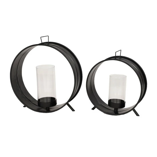 Wholesale 😉 Studio 350 Black Metal Industrial Candle Holder (Set Of 2) - 16 X 6 X 16Round ⌛ - Image 6