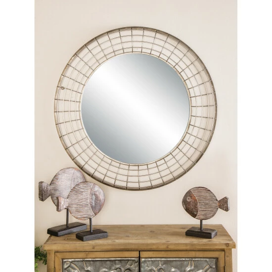 Outlet ⭐ Studio 350 Black Iron Industrial Wall Mirror 36 X 36 X 2 - 36 X 2 X 36Round ✔️