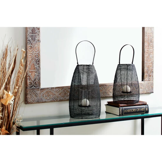 Buy 😍 Studio 350 Black Metal Modern Lantern 16 X 9 X 9 - 9 X 9 X 16 🤩