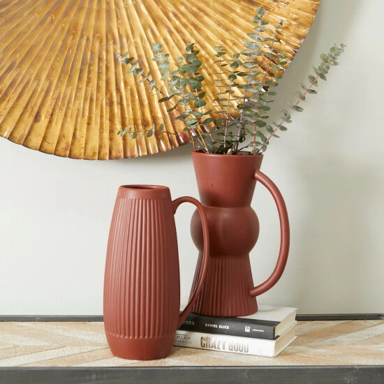 Coupon โญ Studio 350 Maroon Stoneware Contemporary Vase ( Set Of 2) ๐ฏ