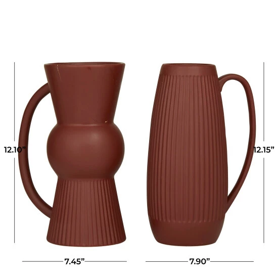Coupon โญ Studio 350 Maroon Stoneware Contemporary Vase ( Set Of 2) ๐ฏ - Image 6