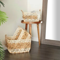 Coupon 🤩 Studio 350 Brown Sea Grass Contemporary Storage Basket (Set Of 3) - 22 X 16 X 14 🎁