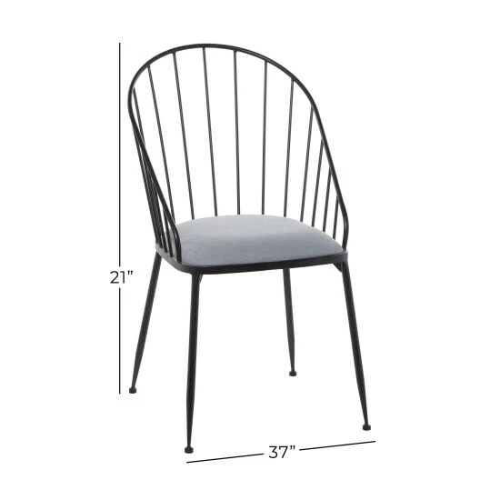 Flash Sale 🥰 Studio 350 Black Metal Dining Chair With Grey Cushion Seat 21" X 37" - 21 X 24 X 37 💯 - Image 8