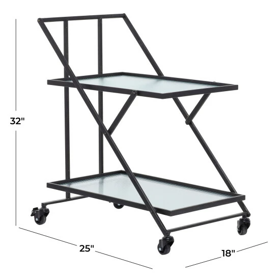 Hot Sale 👍 Studio 350 Black Metal Industrial Modern 2 Tier Storage Serving Bar Cart - 25 X 18 X 32 ❤️ - Image 7