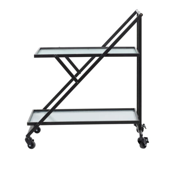 Hot Sale 👍 Studio 350 Black Metal Industrial Modern 2 Tier Storage Serving Bar Cart - 25 X 18 X 32 ❤️ - Image 8