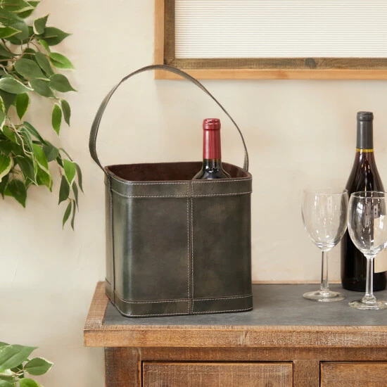Cheap ๐ Studio 350 Leather Modern Wine Holder - 9 X 9 X 17 Black ๐ฏ