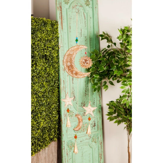 New ๐ Studio 350 Gold Mango Wood Eclectic Windchime 27 X 7 X 1 โ๏ธ