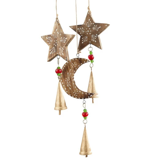 New ๐ Studio 350 Gold Mango Wood Eclectic Windchime 27 X 7 X 1 โ๏ธ - Image 5