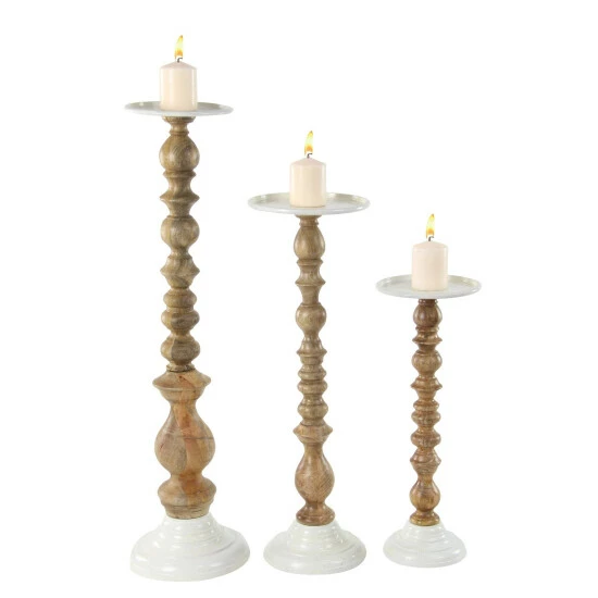 Flash Sale ๐ Studio 350 Set Of 3 Rustic 23, 30 And 38 Inch Brown Pillar Candle Holders ๐งจ