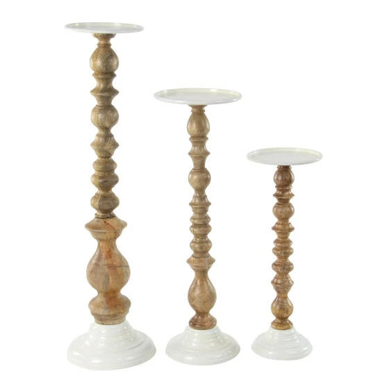 Flash Sale ๐ Studio 350 Set Of 3 Rustic 23, 30 And 38 Inch Brown Pillar Candle Holders ๐งจ - Image 2