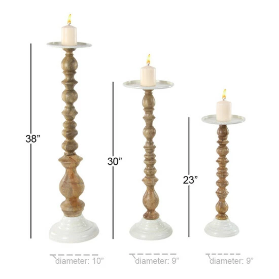 Flash Sale ๐ Studio 350 Set Of 3 Rustic 23, 30 And 38 Inch Brown Pillar Candle Holders ๐งจ - Image 6
