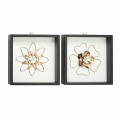 New 😍 Studio 350 Black MDF Contemporary Wall Decor Floral And Botanical (Set Of 2) ⭐