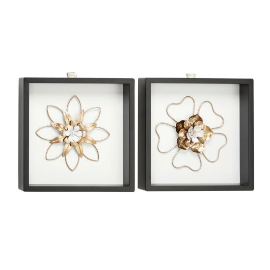 New 😍 Studio 350 Black MDF Contemporary Wall Decor Floral And Botanical (Set Of 2) ⭐