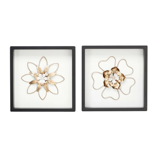 New 😍 Studio 350 Black MDF Contemporary Wall Decor Floral And Botanical (Set Of 2) ⭐ - Image 3