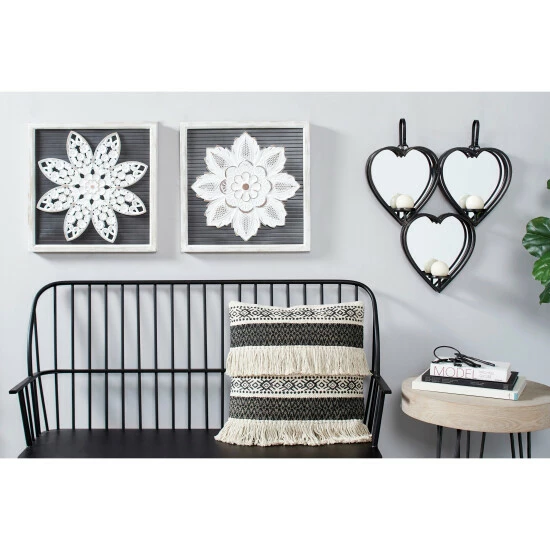 Best deal 🌟 Studio 350 Heart-Shaped Metal Wall Sconce Mirror Candle Holders With Leather Straps 20.5" X 25.5" - 21 X 4 X 26 😍 - Image 2