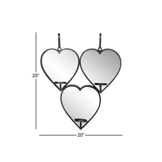 Best deal 🌟 Studio 350 Heart-Shaped Metal Wall Sconce Mirror Candle Holders With Leather Straps 20.5" X 25.5" - 21 X 4 X 26 😍 - Image 6