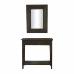 Deals ❤️ Studio 350 Black Wood Rustic Console Table With Mirror (Set Of 2) - 31", 31"H ✔️