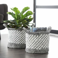 Top 10 ⌛ Studio 350 Grey Polyester Coastal Storage Basket (Set Of 2) - S/2 12", 11"H 🎉